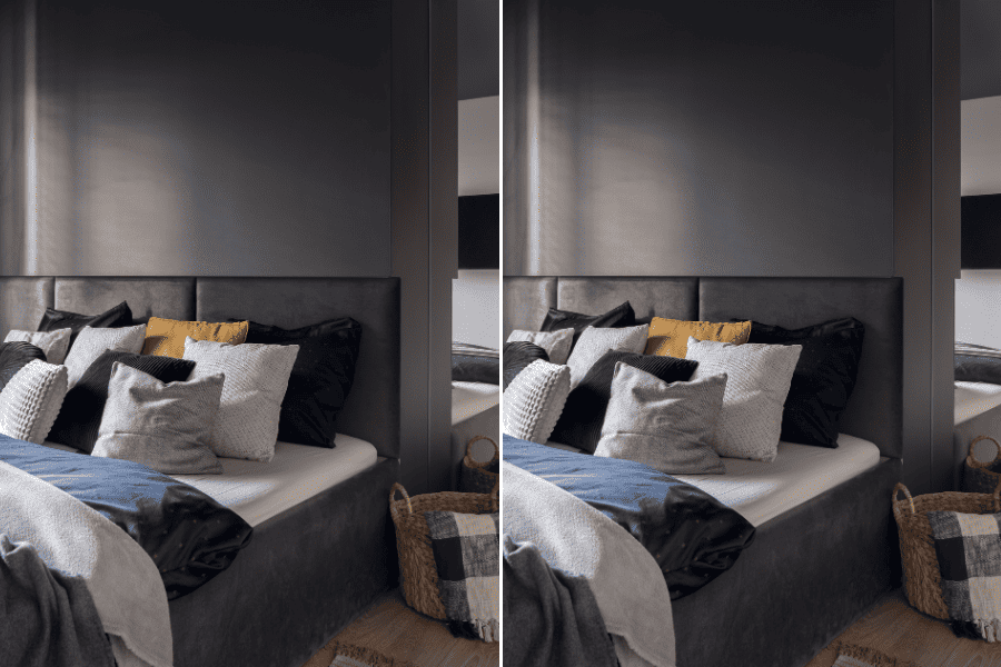 grey bed styling