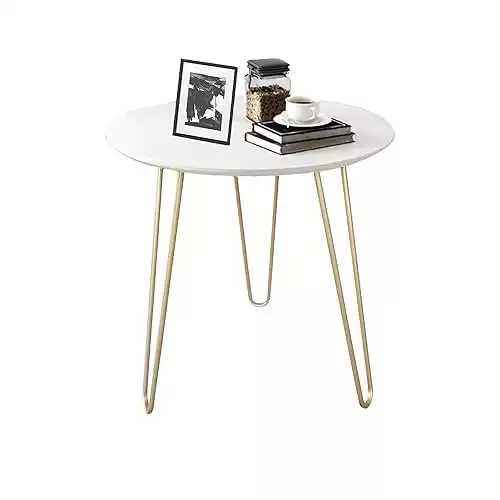 Round Nightstand with Gold Metal Legs