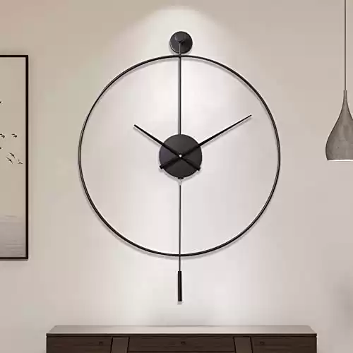 Large Decorative Wall Clock with Pendulum