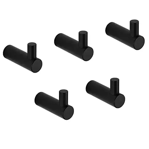 5 Minimal Black Towel Hooks