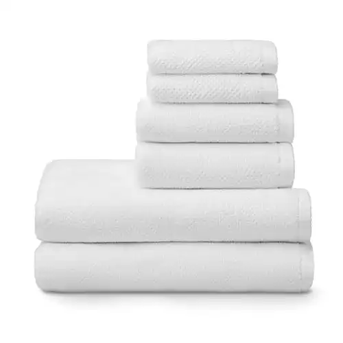 Set of 6 Textured White Towels