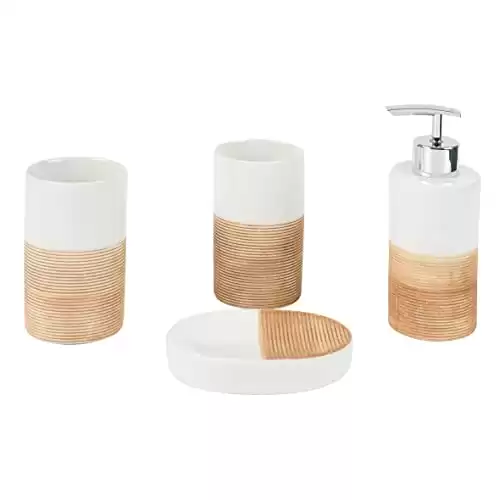 Beige & White Bathroom Set