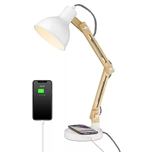 White Desk Lamp with Wireless Charger