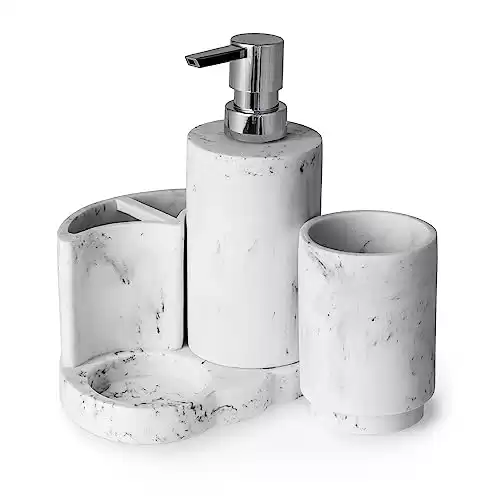 Curved Marble Resin Bathroom Accessory Set