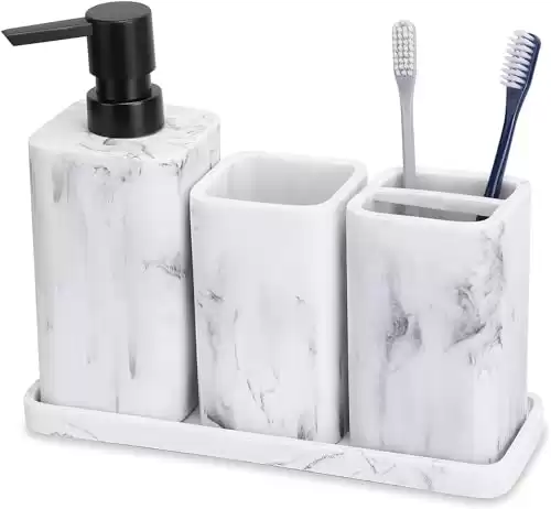 Marble Bathroom Accessory Set