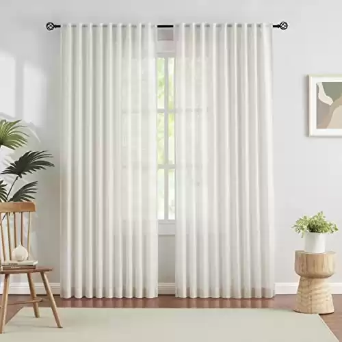 Natural Semi-Sheer Linen Textured Curtains