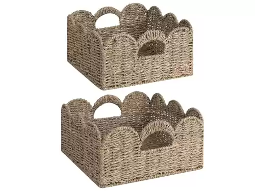 Scalloped Wicker Storage Baskets