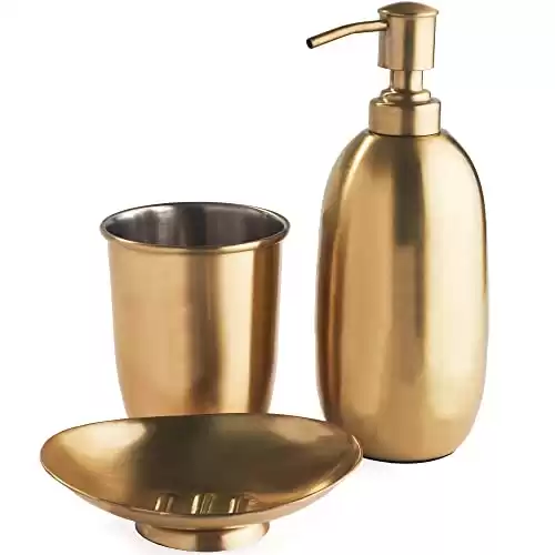 Three Piece Brass Bathroom Caddy Set