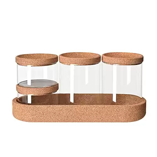 Glass & Cork Storage Jars with Tray