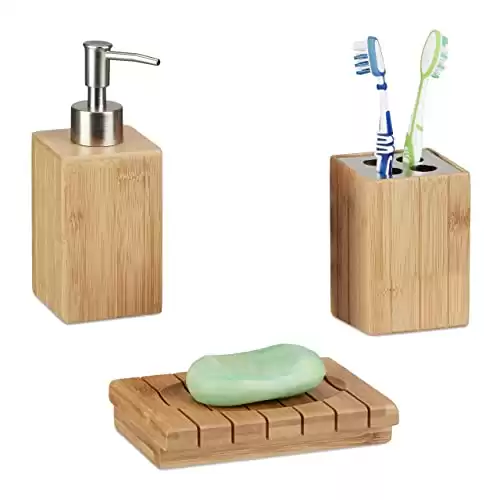 Bamboo Bathroom Accessories Set