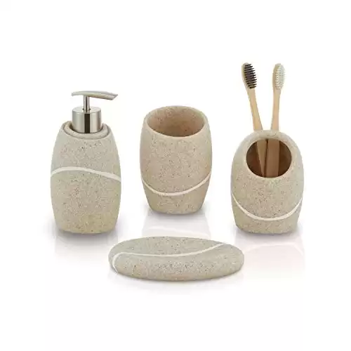 Beige Bathroom Accessory Set