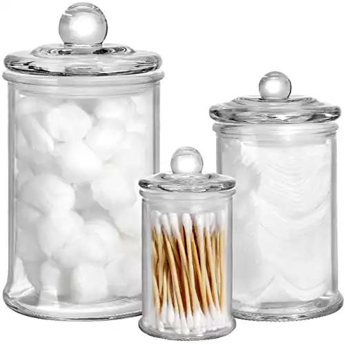 Set of 3 Glass Apothecary Jars with Lids