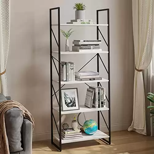 White & Black 5 Tier Bookshelf