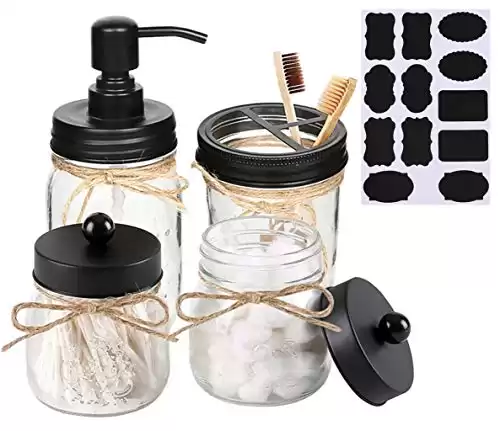 Mason Jar Bathroom Accessories Set