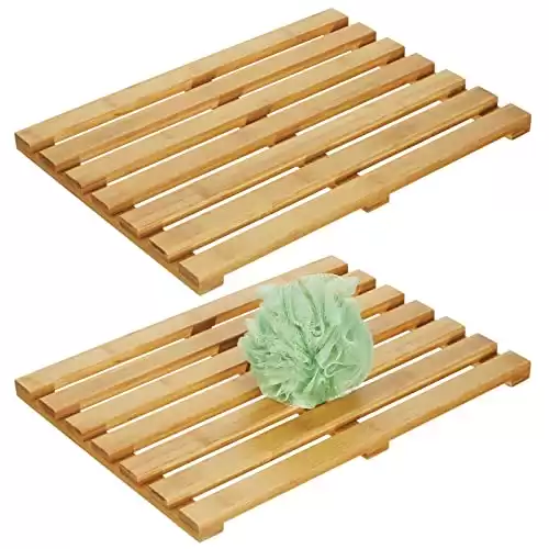 Set of 2 Wooden Anti-Slip Shower Mat