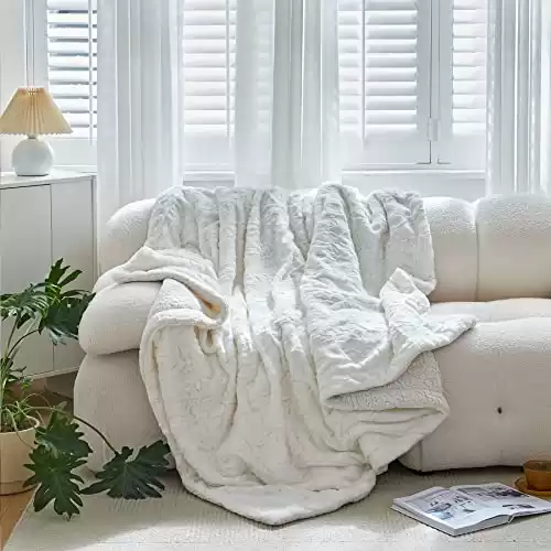 White Faux Fur Throw