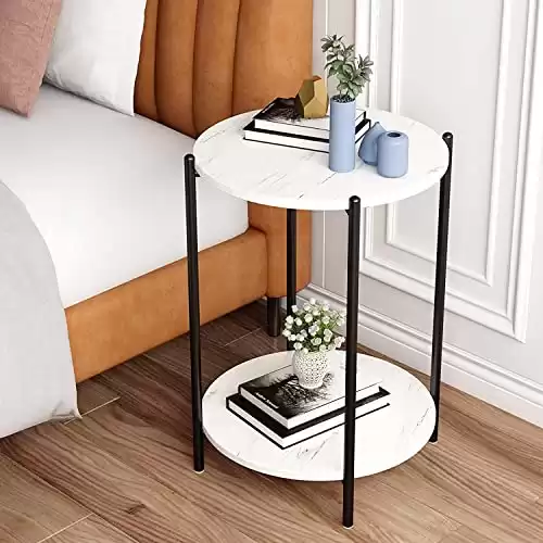 Black & White Faux Marble Nightstand