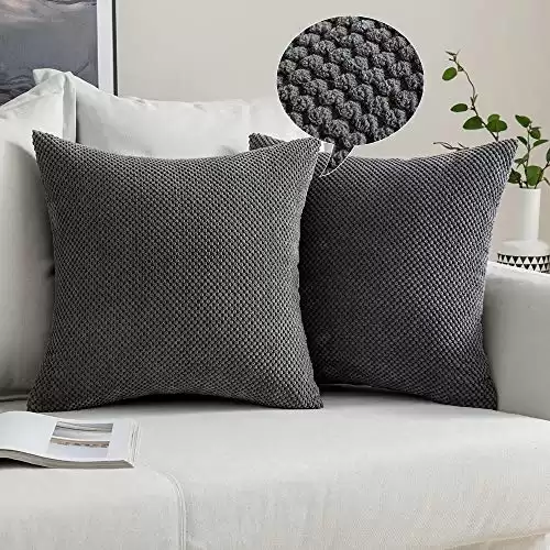 Dark Grey Corduroy Cushion Covers