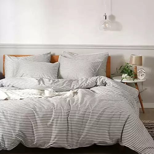 100% Natural Cotton Striped Duvet Cover Set