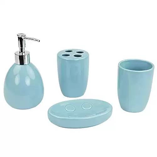 4-Piece Turquoise Bathroom Accessory Set