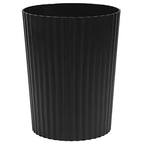 Black Small Ribbed Trash Can