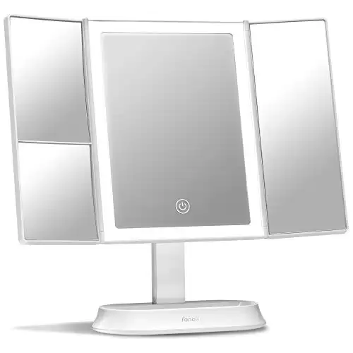 White Folding Makeup Mirror with LED Lights