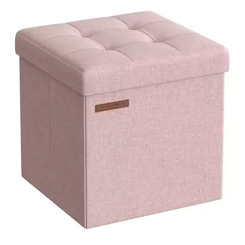 Small Pink Folding Storage Ottoman