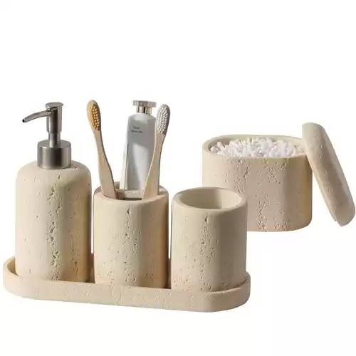 Stone Effect Bathroom Accessories Set