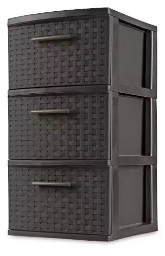 3 Drawer Plastic Weave Storage Tower