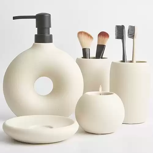 Matte Ceramic Bathroom Accessory Set