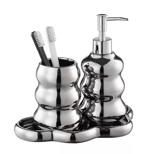 Silver Bathroom Accessory Set