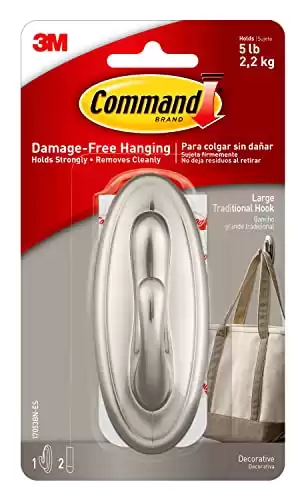 Command Large Brushed Nickel Plastic Hook