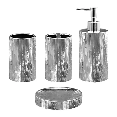 Ceramic Silver Bathroom Accessories Set