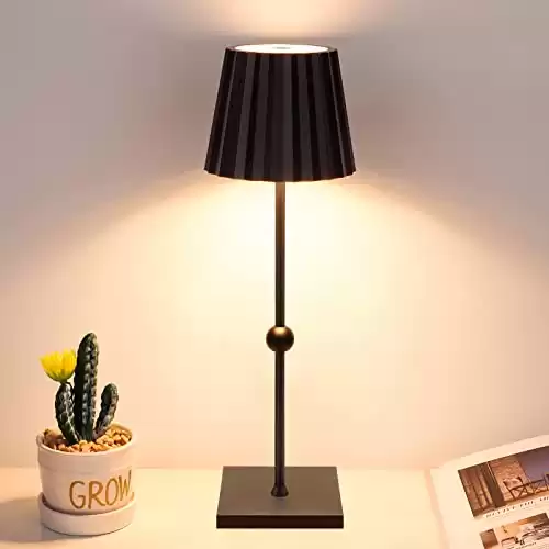 Black Battery Operated Cordless Table Lamp