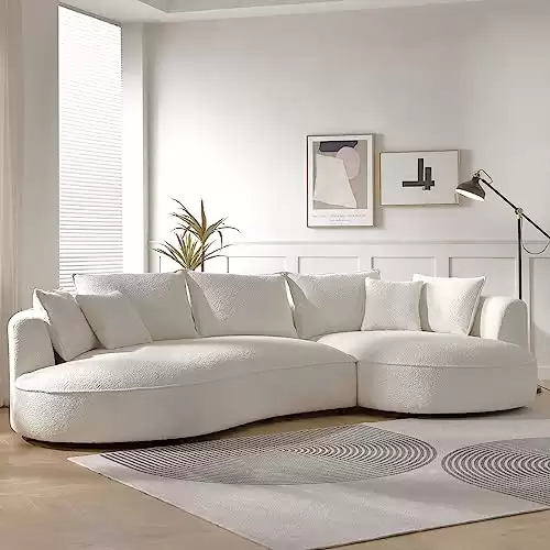 Modern Curved Sofa in Boucle Fabric