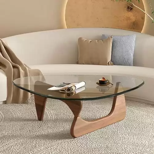 Mid-Century Modern Coffee Table with Solid Wood Frame