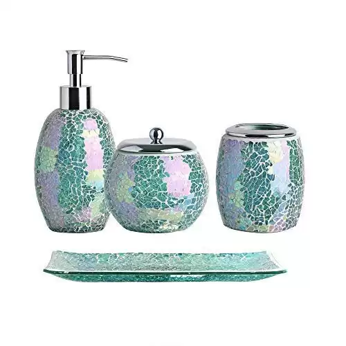 Green Mermaid Design Bathroom Accessory Set