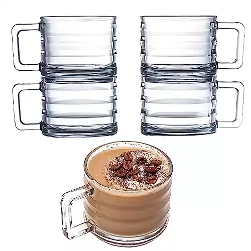 Set of 4 Stackable Glass Coffee Mugs