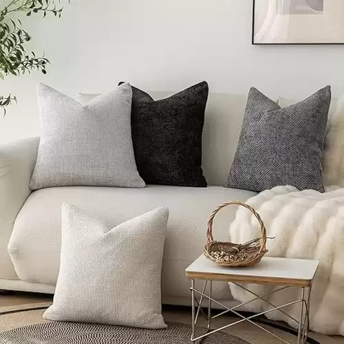 Set of 4 Neutral Throw Pillow Covers