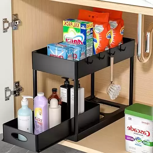 2 Tier Under Sink Sliding Basket Organizer