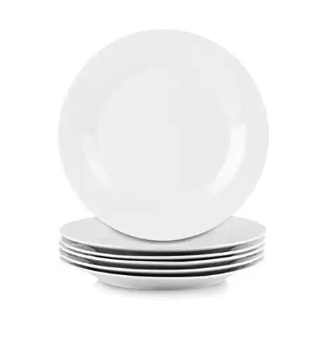 6 White Round Dinner Plates