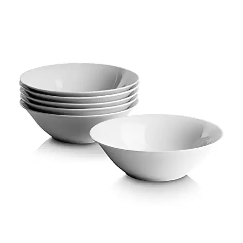 6 White Round Bowls