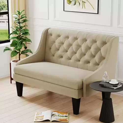 Linen Tufted Loveseat