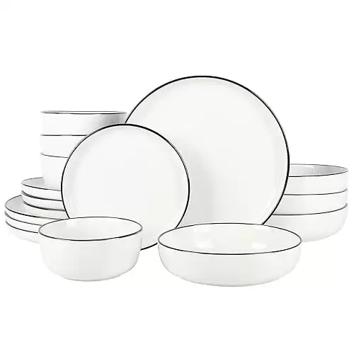 White & Black Porcelain Dinnerware Set