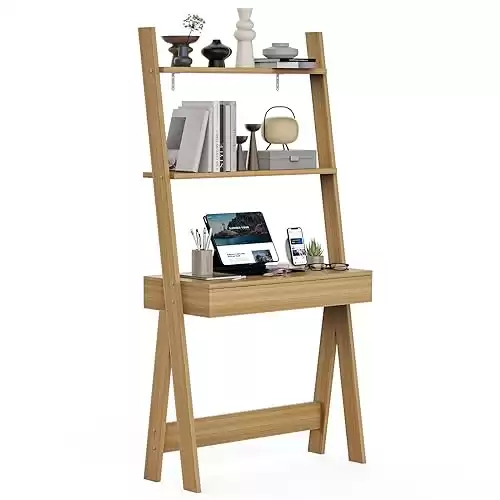 Natural Wood Ladder Desk