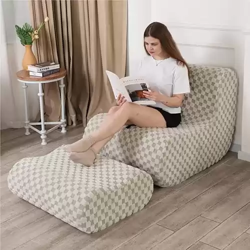 Accent Bean Bag Chair with Footstool