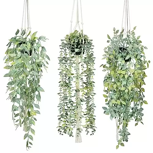 Artificial Hanging Plants with Ropes