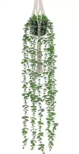 Fake Eucalyptus with Hanging Planter