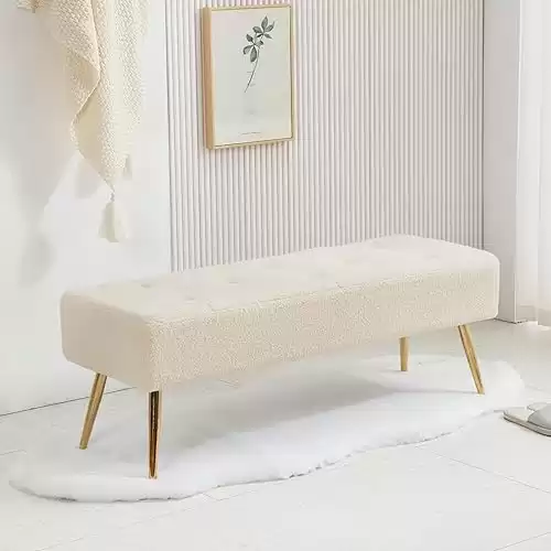 Cream Boucle Bench