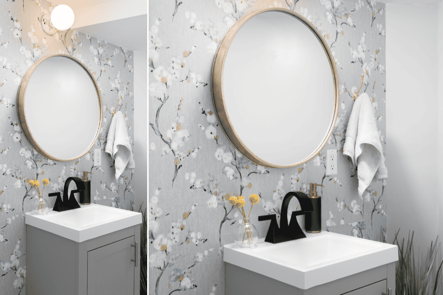 modern powder room wallpaper